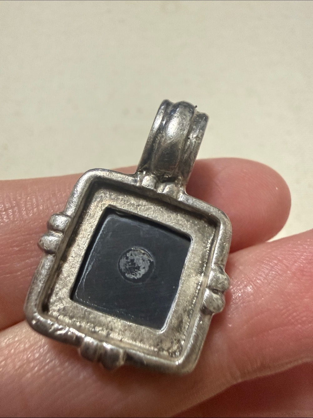 Sterling Silver 925 Black Onyx Square Pendant - Picture 3 of 10